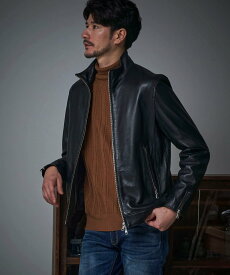 【SALE／16%OFF】TETE HOMME (M)【WEB限定】ラムレザーシングルライダースジャケット / レザーブルゾン テットオム ジャケット・アウター ライダースジャケット ブラック【送料無料】