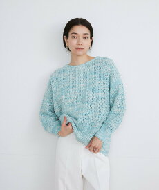 【SALE／50%OFF】INED 透かし柄ニット イネド トップス ニット ブルー イエロー【送料無料】