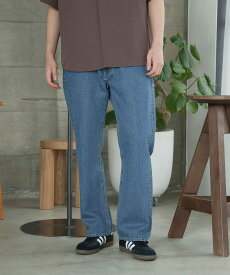 【SALE／50%OFF】BEAMS HEART MEN ルーズ ストレートデニム パンツ ビームス アウトレット パンツ ジーンズ・デニムパンツ ネイビー ブラック