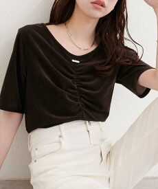 natural couture シアーベロアギャザーT ナチュラルクチュール トップス その他のトップス ホワイト ベージュ ピンク ワインレッド ブラック ネイビー グリーン ブラウン ブルー【送料無料】