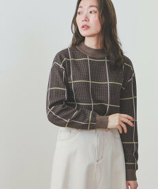 BEAMS HEART WOMEN BEAMS HEART / ハイネック チェック プルオーバー ビームス ハート トップス ニット ブラック ベージュ ブラウン【送料無料】