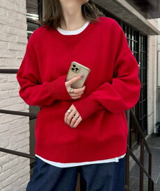 【SALE／10%OFF】CIAOPANIC TYPY 【綿100%で洗える】《16色展開》スウェットライクボリュームスリーブニット チャオパニックティピー トップス ニット ベージュ グレー ピンク イエロー ブラウン レッド ホワイト グリーン ブルー パープル ブラック