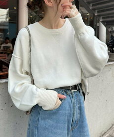 【SALE／10%OFF】CIAOPANIC TYPY 【綿100%で洗える】《16色展開》スウェットライクボリュームスリーブニット チャオパニックティピー トップス ニット ベージュ グレー ピンク イエロー ブラウン レッド ホワイト グリーン ブルー パープル ブラック