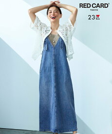 23区 L 【RED CARD TOKYO×23区】デニム サロペット ワンピース ニジュウサンク ワンピース・ドレス ワンピース ブルー レッド【送料無料】