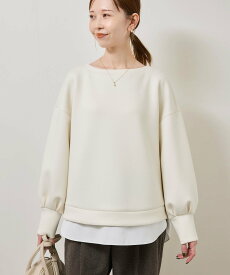 【SALE／30%OFF】ROPE' PICNIC カルゼダンボールレイヤードプルオーバー ロペピクニック トップス カットソー・Tシャツ グレー ベージュ