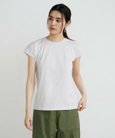 INED 《大きいサイズ》フレンチスリーブTシャツ《スビン綿MIX天竺/A-GIRL'S 》 イネド トップス カットソー・Tシャツ ホワイト ブラック ネイビー パープル【送料無料】