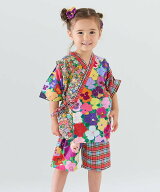 moimoln 【MOEMUSISAN X moimoln】GIRLS甚平 モイモルン 着物・浴衣・和装小物 浴衣 グリーン レッド ブ…