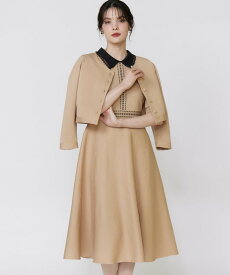 Maglie par ef-de 《大きいサイズ》レース衿ニットワンピース《M Maglie le cassetto》 マーリエ ル カセット ワンピース・ドレス ワンピース ネイビー ベージュ【送料無料】