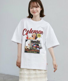 【SALE／34%OFF】coen 【Coleman】レトロプリントCOOL Tシャツ コーエン トップス カットソー・Tシャツ ベージュ ホワイト