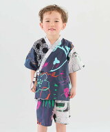 moimoln 【MOEMUSISAN X moimoln】BOYS甚平 モイモルン 着物・浴衣・和装小物 浴衣 イエロー グレー オレ…