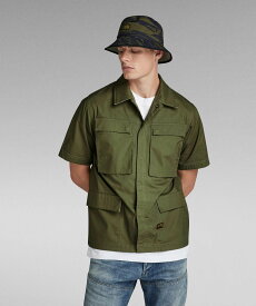 G-Star RAW 【公式ショップ】R-3N SLIM OVERSHIRT/ショートスリーブミリタリーシャツジャケット ジースターロゥ トップス シャツ・ブラウス カーキ【送料無料】