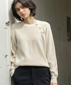 【SALE／40%OFF】OPAQUE.CLIP ボタンデザインラメニット【洗濯機OK】 オペークドットクリップ トップス ニット レッド グレー ブルー ホワイト