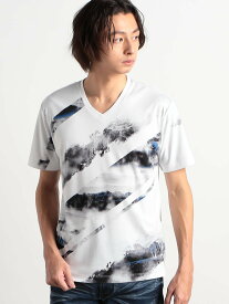 HIDEAWAYS NICOLE フォトラインアラカルトVネック半袖Tシャツ ニコル トップス カットソー・Tシャツ ホワイト ブラック レッド【送料無料】