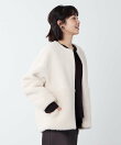 リバーシブルノーカラーボアコート