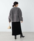 リバーシブルノーカラーボアコート