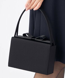 組曲 NOIR インナーマグネット リボンバッグ クミキョク バッグ ハンドバッグ ブラック【送料無料】