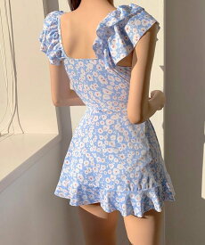 【SALE／70%OFF】Jasmine Grandiflorum 【Jasmine】レトロ花柄ワンピーススイムウェア アイモハ 水着・スイムグッズ 水着 ネイビー パープル イエロー ピンク