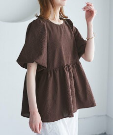 【SALE／50%OFF】ROPE' PICNIC バルーンペプラムブラウス ロペピクニック トップス シャツ・ブラウス ブルー ベージュ ブラック