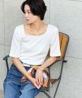UNITED ARROWS green label relaxing ブライトリブ スクエアネック 5分袖 プルオーバー カットソー ユナ…