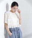 【SALE／30%OFF】NANO universe ODAKHA/crazy lace short knit ナノユニバース トップス ニット ブラック ホワイト【送料無料】