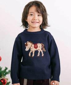 【SALE／20%OFF】SLAP SLIP ウマクマネコアニマルモチーフニットトップス(80~130cm) ベベ オンライン ストア トップス ニット ピンク ホワイト ネイビー