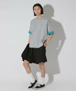 袖配色ロゴ刺繍Tシャツ