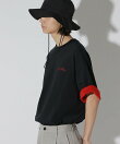 袖配色ロゴ刺繍Tシャツ