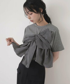 【SALE／5%OFF】LIAN アシメビスチェドッキングトップス リアン トップス カットソー・Tシャツ ホワイト グレー ブラック【送料無料】