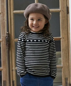 【SALE／40%OFF】petit main 【フワもちっと】ハートリブニット ナルミヤオンライン トップス ニット ピンク グレー