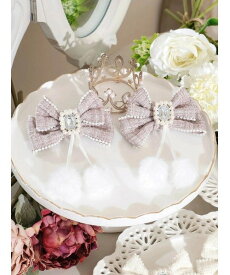 NOEMIE ツイードリボンぽんぽんツインテールクリップ ノエミー アクセサリー・腕時計 その他のアクセサリー・腕時計 ピンク