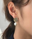 梨地プレート * パールピアス (両耳用)