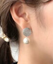 梨地プレート * パールピアス (両耳用)