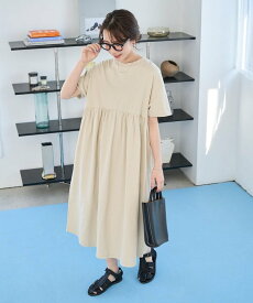 【SALE／15%OFF】FREAK'S STORE 限定展開 ウエストギャザー 切り替え 半袖 ワンピース フリークスストア ワンピース・ドレス ワンピース グリーン ネイビー ブラウン ベージュ ブラック【送料無料】