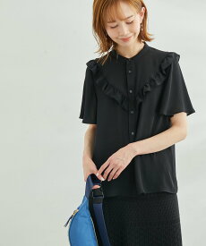 【SALE／14%OFF】ROPE' PICNIC ドット/無地フリルブラウス ロペピクニック トップス シャツ・ブラウス ブラック ホワイト ベージュ