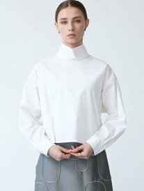 【SALE／53%OFF】LASUD ハイネックデザインシャツ ラシュッド トップス シャツ・ブラウス ホワイト ブラック ブルー【送料無料】