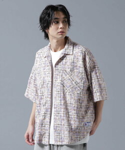 �ySALE�^30%OFF�zLHP DankeSchon/�_���P�V�F�[��/BLEACH CHECK OPEN COLLER SHIRTS �G���G�C�`�s�[ �g�b�v�X �V���c�E�u���E�X �O���[�� �u���b�N �x�[�W���y���������z