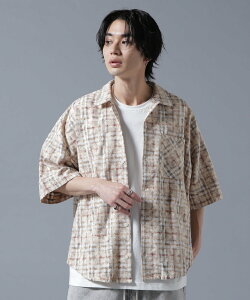 �ySALE�^30%OFF�zLHP DankeSchon/�_���P�V�F�[��/BLEACH CHECK OPEN COLLER SHIRTS �G���G�C�`�s�[ �g�b�v�X �V���c�E�u���E�X �O���[�� �u���b�N �x�[�W���y���������z