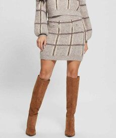 【SALE／50%OFF】GUESS (W)Nadia Plaid Sweater Skirt ゲス スカート ミニスカート ベージュ ブルー【送料無料】