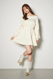 【SALE／60%OFF】rienda オフショルダースウェットミニフレアワンピース リエンダ ワンピース・ドレス ワンピース イエロー ブラック ホワイト