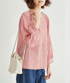 【SALE／40%OFF】ROPE' PICNIC ギンガムチェックプルオーバー ロペピクニック トップス シャツ・ブラウス ブラック ベージュ グリーン レッド