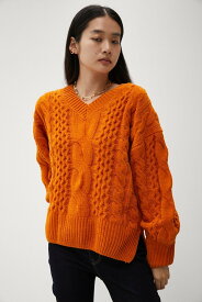 【SALE／60%OFF】AZUL BY MOUSSY CHENILLE CABLE V/N KNIT TOPS アズールバイマウジー トップス ニット ホワイト ブラック ピンク オレンジ ブルー