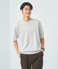 UNITED ARROWS green label relaxing ラミー ナイロン クルーネック Tシャツ 半袖ニット -ウォッシャブル- ユナイテッドアローズ グリーンレーベルリラクシング トップス ニット グリーン ブラック グレー【送料無料】