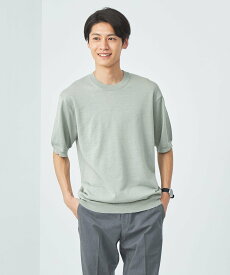 UNITED ARROWS green label relaxing ラミー ナイロン クルーネック Tシャツ 半袖ニット -ウォッシャブル- ユナイテッドアローズ グリーンレーベルリラクシング トップス ニット グリーン ブラック グレー【送料無料】