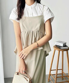 【SALE／23%OFF】GeeRA 楽ちん!ペプラムキャミワンピース ジーラ ワンピース・ドレス ワンピース ブラック グレー ベージュ