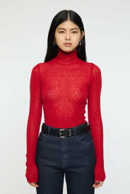 【SALE／50%OFF】MOUSSY SHEER TURTLE NECK ニットトップス マウジー トップス ニット レッド ブラック グレー【送料無料】