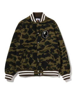 A BATHING APE 1ST CAMO VARSITY JACKET �A �x�C�V���O �G�C�v �W���P�b�g�E�A�E�^�[ �u���]���E�W�����p�[ �O���[�� �C�G���[�y���������z