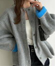配色ニットカーディガン