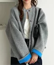 配色ニットカーディガン