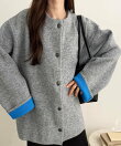 配色ニットカーディガン