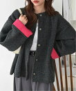 配色ニットカーディガン